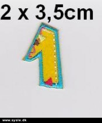 2x3,5cm Mærke: Et tal - Gul - 1stk.