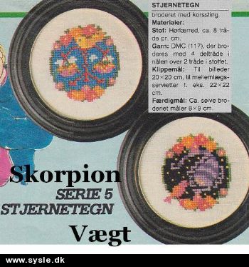 Hv 09-83-56 Mønster: Stjernetegn i ring, Vægt+Skorpion (org)