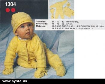 Ul 1304/ Mønster: Strik Baby trøje/buks/hue/sokker 60-90cl. *org*