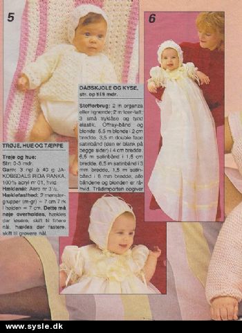 Hv 08-83-42: Mønster: Sy Dåbskjole/Hækl Babytøj 3-9mdr. *org*