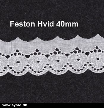 9448 Feston Blonde 40mm Hvid - pr.m.