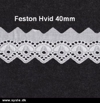 9367 Feston Blonde 40mm Hvid - pr.m.