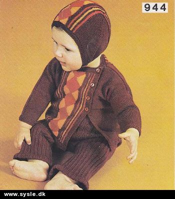 Ul 0944/ Mønster: Strik Jakke/bukser/hue - 3-24mdr.