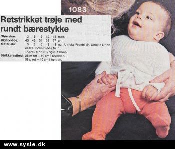 Ul 1083 Mønster: Retstrikket babytrøje/rundt bærestykke 2-18mdr. *org*