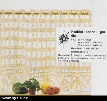 Sa 0398-06/ Mønster: Hæklet Spansk Cafegardin B:48/60cm *org*