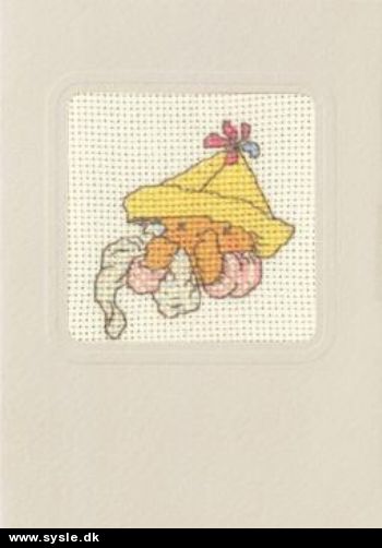 17-8447 Broderikort på Aida - Bamse m. hat - 9x13cm - 1stk.