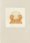 Klik her for at se flere billeder og f mere information om varen:  17-8443 Broderikort på Aida - Bamse på hovedet - 9x13cm - 1stk.