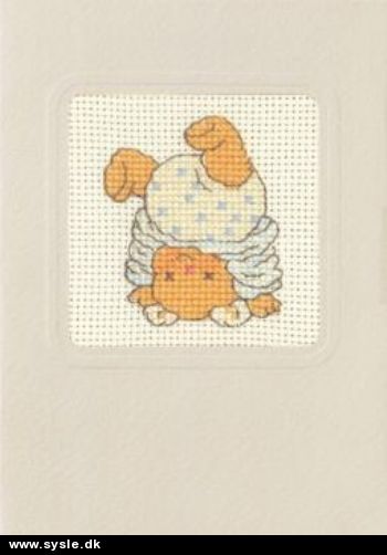 17-8442 Broderikort på Aida - Bamse på hænder - 9x13cm - 1stk.