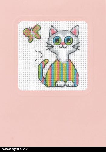 Pe 17-4191/ Broderikort på Aida - Stribet kat - 9x13cm - 1stk.