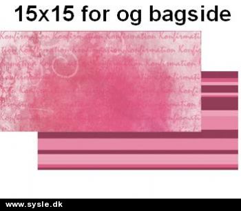 35076k - 15x15cm Kort - Pink konfirmation - 2 ark.