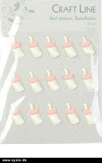 0637 Stof stickers: ROSA Sutflasker 15 på ark. 