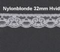 Klik her for at se flere billeder og få mere information om varen:  9932 Nylon Blonde 32mm Hvid - pris pr.m. 