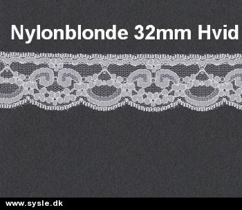 9932 Nylon Blonde 32mm Hvid - pris pr.m. 