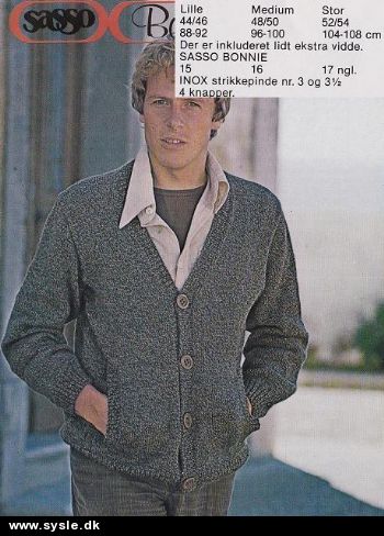 Sa 18060/108/ Mønster: Herrecardigan m. V-hals - str. 44-54 *org*