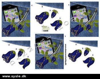 13099 - 3D ark, Iphone/blå tulipan - 3 kort
