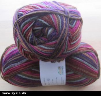 0080 Strømpegarn Inka 100g - Pink/lilla/grå/brun - 1ng.