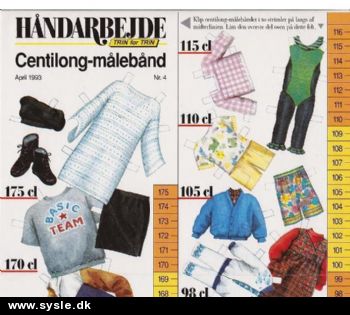 :Ao -1993: Påklædningsdukke+ Måleskema 63-175cm
