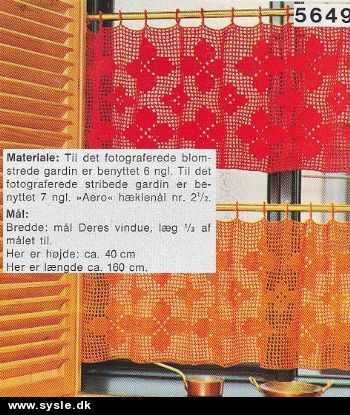 Ul 5649/ Mønster: Hæklet Cafégardin ca. 40cm *PDF fil*