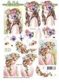 Klik her for at se flere billeder og f mere information om varen:  8215714 - 3D ark, Pige med blomsterkrans i hår - 2 kort
