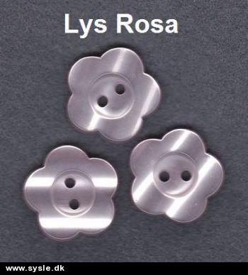 0844 Blomsterknap: 2huls,  Lys Rosa - 20mm