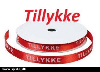 740557 - Satinbånd Rød/Hvid/Tillykke - 9m på rulle