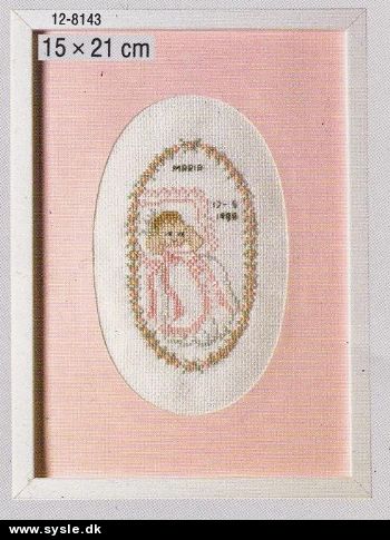 Pe 12-8143/ Broderipk. Pige Dåbsophæg *Maria* 15x21cm (Læs tekst)