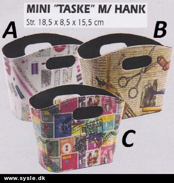 Mini Tasker med Hank - B:18,5 x H:15,5 x D:8,5cm