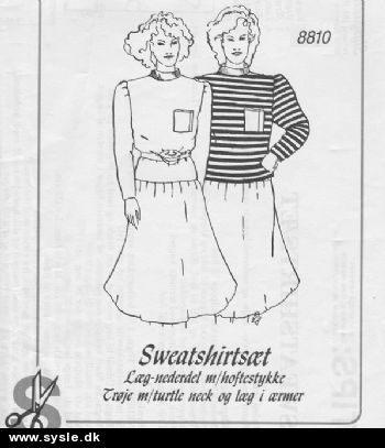 Si 8810 symønster - Sveatshirtsæt nederdel+trøje SE TEKST (vo.)