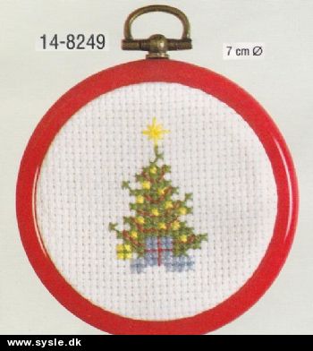 pe 14-8249/ Broderi - Jul i flexramme - Juletræ ø:7cm (hvid)