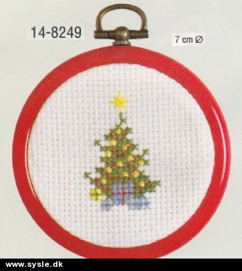 pe 14-8249 Broderi - Jul i flexramme - Juletræ ø:7cm (hvid)