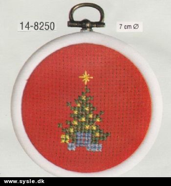 pe 14-8250 Broderi - Jul i flexramme - Juletræ ø:7cm (rød)