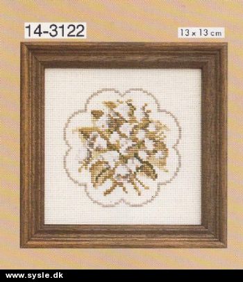 Pe 14-3122/ Broderi - Minibillede: klokkeblomst - 13x13cm u.ramme