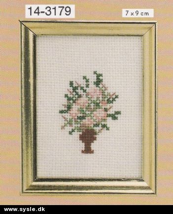 Pe 14-3179 Broderi - Minibillede: Rosa opsats - 7x9cm u.ramme