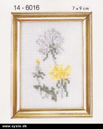 Pe 14-6016/ Broderi - Minibillede: Mælkebøtte- 7x9cm u.ramme