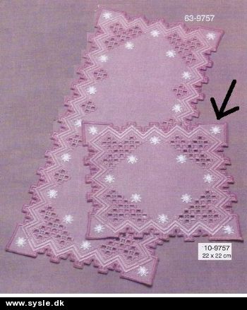 ::Pe 10-9757/ Broderipk: 4k Hardangerdug - Rosa/hvid - 22x22cm 