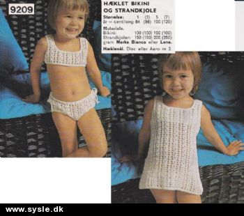 Mk 9209 Mønster: Hækl strandkjole og bikini str. 1-7år *org*