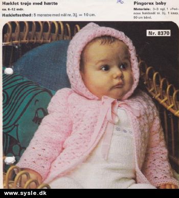 Pi 8370/ Mønster: Hæklet babytrøje med hætte str. 6-12mdr. *PDF fil*