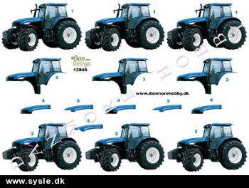 12846 - 3D ark, Blå Traktor - 3kort *SIDSTE ARK*