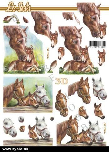 8215795 - 3D ark, Hest og føl - 2 kort 1 ark