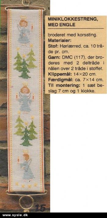 Hv 46-82-48: Mønster: Brodere ministreng m. engle - 7x14cm *org*