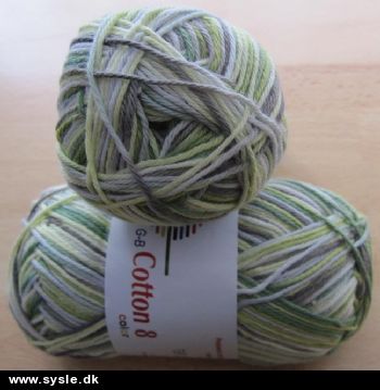 0005 - Cotton 8/4 - Grøn/lime/grå Meleret - 50g 1ng.