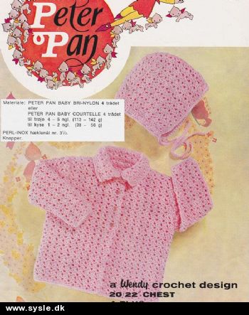 PP 0083 Mønster: Hæklet babytrøje og Kyse str. ½-1år *PDF fil*