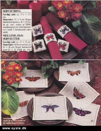 Ao 06-83-16 Mønster: Brodere servietter med sommerfugle mm. *org*