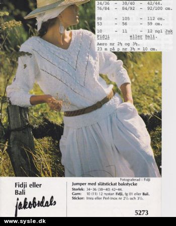 Ja 5273 Mønster: Dame Trøje m. V-hals str. 34-44 *PDF fil*