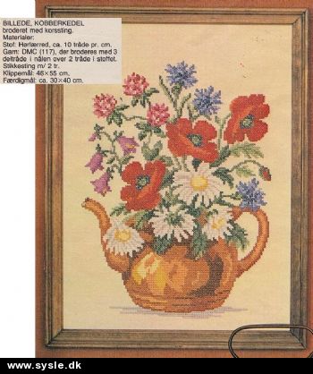 Hv 26-79-32 Mønster: Billede. Kobberkedel med blomster 30x40cm *org*