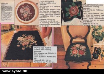 Hv 03-79-36: Mønster: Brodere stol, tæppe og billede med roser *org*