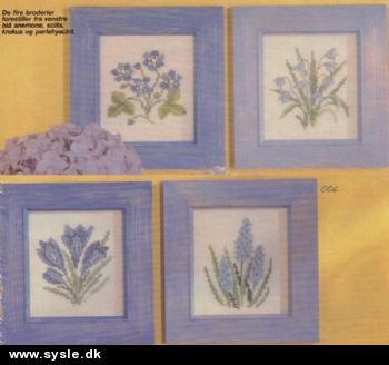 Uh 15-95-08 Mønster: 4 Brodere blomsterbilleder 9x11cm *org*