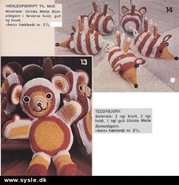 Hv 47-73-17: Mønster: Hækl bamse og mus *org*