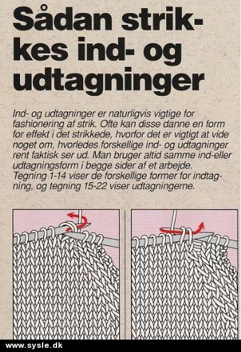 Ao 03-91-28: Mønster: SÅDAN strikkes ind- og udtagninger (vejl.)
