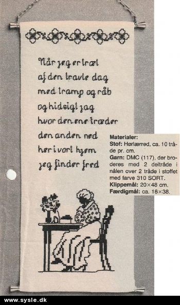 Hv 51-83-35 Mønster: Ophæng - Når jeg er træt... 16x38cm *org*